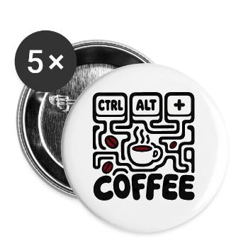 Humor Desk CTRL ALT COFFEE – Retro-Design - Buttons groß 56 mm (5er Pack) - Weiß - Vorne
