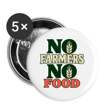 No Farmers No Food Statement Tee - Buttons groß 56 mm (5er Pack) - Weiß - Vorne