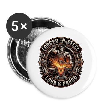Forged In Steel Metal - Buttons groß 56 mm (5er Pack) - Weiß - Vorne