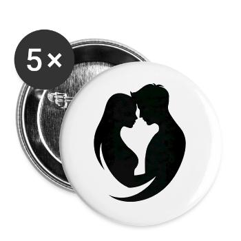 Paar-Silhouetten-Umarmung - Buttons groß 56 mm (5er Pack) - Weiß - Vorne