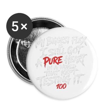 Reines Herz unter Druck - Buttons groß 56 mm (5er Pack) - Weiß - Vorne