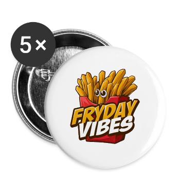 Fryday Vibes Pommes - Buttons groß 56 mm (5er Pack) - Weiß - Vorne