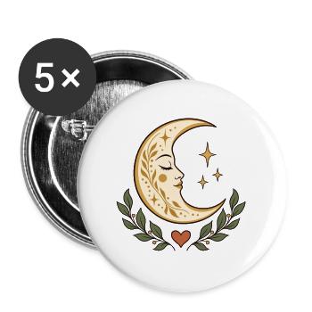 Sonne und Mond – Mond - Buttons groß 56 mm (5er Pack) - Weiß - Vorne