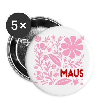 Blumen für Maus - Buttons groß 56 mm (5er Pack) - Weiß - Vorne
