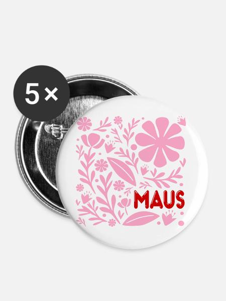 Blumen für Maus - Buttons groß 56 mm (5er Pack) - Weiß