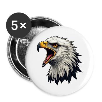 Wilder und heulender Kopf des Weißkopfseeadlers - Buttons groß 56 mm (5er Pack) - Weiß - Vorne