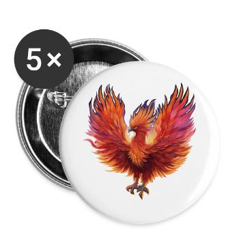 Vibrierender Feuer-Phönix - Buttons groß 56 mm (5er Pack) - Weiß - Vorne