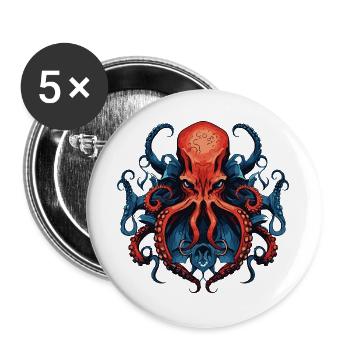 Oktopus Krake Bunt Illustration - Buttons groß 56 mm (5er Pack) - Weiß - Vorne