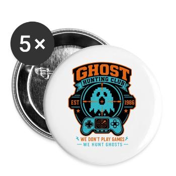 Ghost Hunting Club Est 1986 Retro-Halloween-Shirt - Buttons groß 56 mm (5er Pack) - Weiß - Vorne