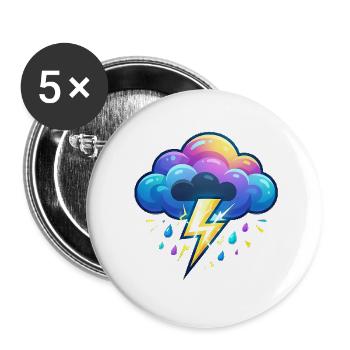 Blitz - Buttons groß 56 mm (5er Pack) - Weiß - Vorne