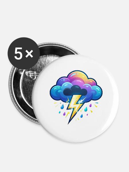 Blitz - Buttons groß 56 mm (5er Pack) - Weiß