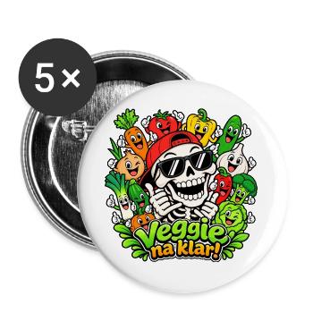Veggie Skull - Buttons groß 56 mm (5er Pack) - Weiß - Vorne