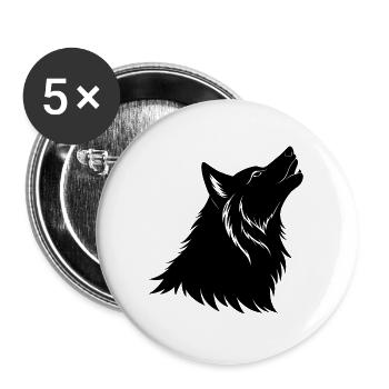 Heulender Wolf - Buttons groß 56 mm (5er Pack) - Weiß - Vorne