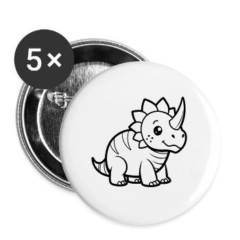 Triceratops - Buttons groß 56 mm (5er Pack) - Weiß - Vorne