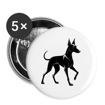 Pharao Jagdhund - Buttons groß 56 mm (5er Pack) - Weiß - Vorne