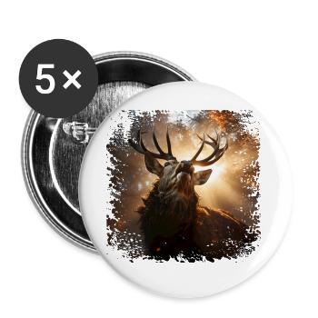 Hirsch im Licht des Waldes - Buttons groß 56 mm (5er Pack) - Weiß - Vorne