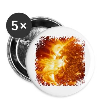 Sonnen-Protuberanzen-Kunst - Buttons groß 56 mm (5er Pack) - Weiß - Vorne