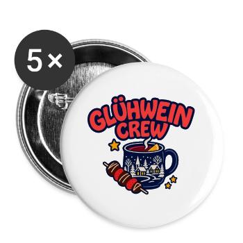 Glühwein Crew - Buttons groß 56 mm (5er Pack) - Weiß - Vorne