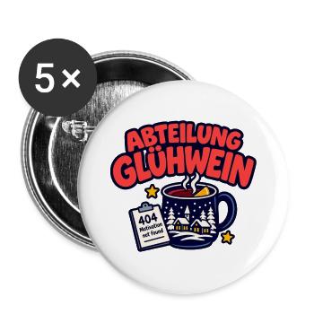 Glühwein Weihnachtsmarkt - Buttons groß 56 mm (5er Pack) - Weiß - Vorne