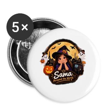 Halloween - Buttons groß 56 mm (5er Pack) - Weiß - Vorne