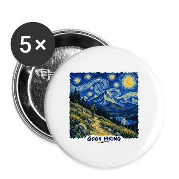 Wandern mit Gogh - Buttons groß 56 mm (5er Pack) - Weiß - Vorne