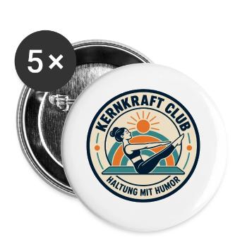 Kernkraft Club – Haltung mit Humor - Buttons groß 56 mm (5er Pack) - Weiß - Vorne