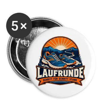 Laufrunde – Schritt für Schritt stark - Buttons groß 56 mm (5er Pack) - Weiß - Vorne