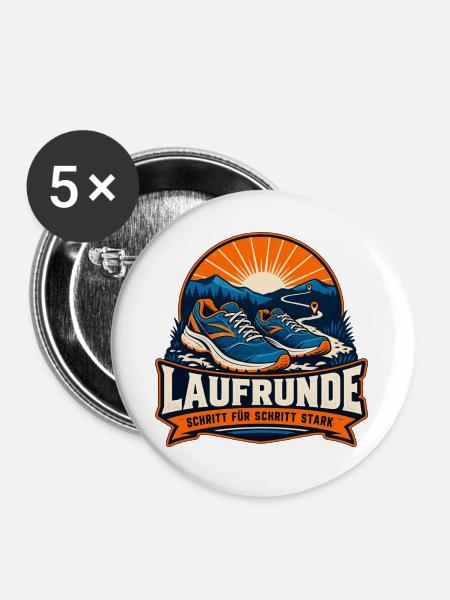 Laufrunde – Schritt für Schritt stark - Buttons groß 56 mm (5er Pack) - Weiß