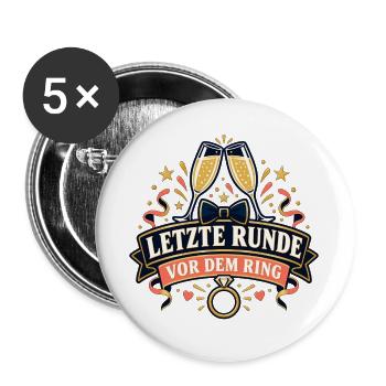 Letzte Runde vor dem Ring - Buttons groß 56 mm (5er Pack) - Weiß - Vorne