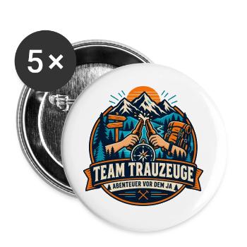 Team Trauzeugen – Abenteuer vor dem Ja - Buttons groß 56 mm (5er Pack) - Weiß - Vorne