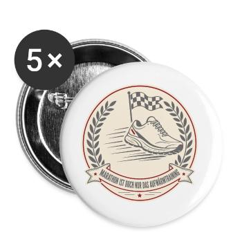 Marathon ist doch nur das Aufwärmtraining Shirt - Buttons groß 56 mm (5er Pack) - Weiß - Vorne