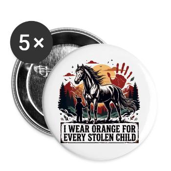 Indianer tragen Orange für jedes gestohlene Kind - Buttons groß 56 mm (5er Pack) - Weiß - Vorne