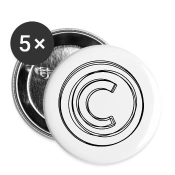 Copyrightzeichen handgezeichnet - Buttons groß 56 mm (5er Pack) - Weiß - Vorne