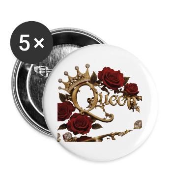 Queen Crown Roses Gold - Buttons groß 56 mm (5er Pack) - Weiß - Vorne