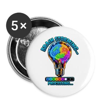 Neon Gehirnstorm Verarbeitung - Buttons groß 56 mm (5er Pack) - Weiß - Vorne