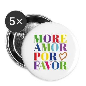 More Amor por Favor - Buttons groß 56 mm (5er Pack) - Weiß - Vorne