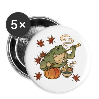 Herbstfrosch mit Ramen und Kürbis - Buttons groß 56 mm (5er Pack) - Weiß - Vorne