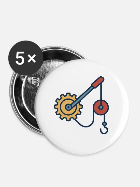 Mechanik als technische Illustration. - Buttons groß 56 mm (5er Pack) - Weiß