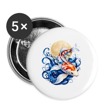 Koi-fische Japanische Koi-fische Koi-karpfen - Buttons groß 56 mm (5er Pack) - Weiß - Vorne