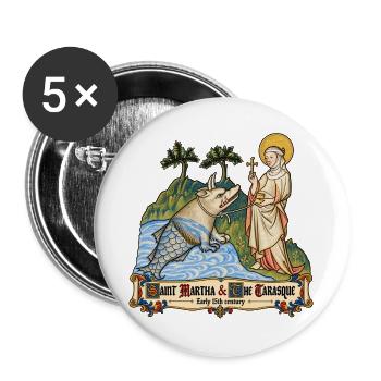 Die heilige Martha und die Tarasque (frühes 15. Jahrhundert) - Buttons groß 56 mm (5er Pack) - Weiß - Vorne