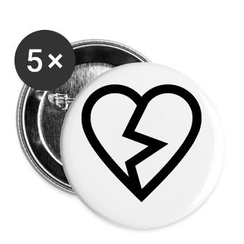 gebrochenes Herz - Buttons groß 56 mm (5er Pack) - Weiß - Vorne