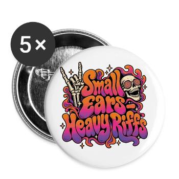 -2026-_Small_Ears_-_Heavy_Riffs_1 - Buttons groß 56 mm (5er Pack) - Weiß - Vorne