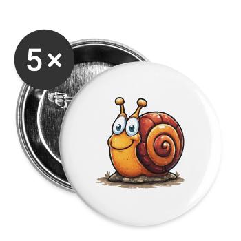 Fröhlicher Schnirkelschnecke Cartoon - Buttons groß 56 mm (5er Pack) - Weiß - Vorne