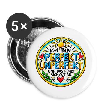 Perfekt-unperfekt - Buttons groß 56 mm (5er Pack) - Weiß - Vorne