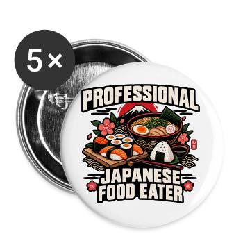 Japanisches Essen Sushi-Liebhaber Lustiger Kawaii-Feinschmecker - Buttons groß 56 mm (5er Pack) - Weiß - Vorne