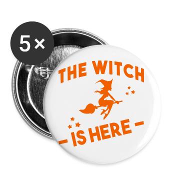 Halloween Witch - Buttons groß 56 mm (5er Pack) - Weiß - Vorne