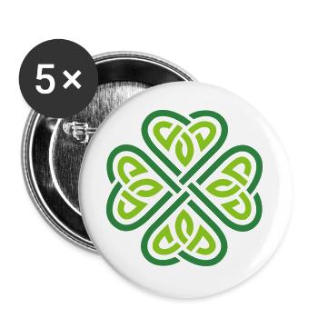 Grünes keltisches Triskel - Buttons groß 56 mm (5er Pack) - Weiß - Vorne