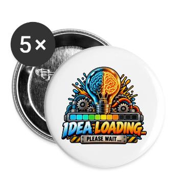 Ideenladung: Leuchtbirne trifft Technik - Buttons groß 56 mm (5er Pack) - Weiß - Vorne