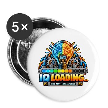 IQ Loading Gehirn Neon Design - Buttons groß 56 mm (5er Pack) - Weiß - Vorne