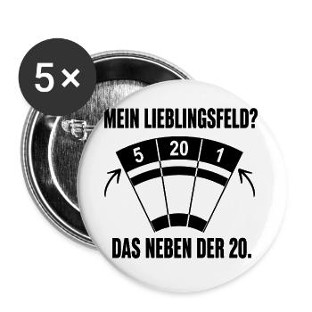 Daneben geworfen Dartspieler Humor 5 und 1 - Buttons groß 56 mm (5er Pack) - Weiß - Vorne